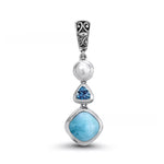 Belifi Silver Larimar Necklace
