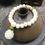 Bodhi Lotus Mala Necklace Bracelet - White Jade for Spiritual Harmony