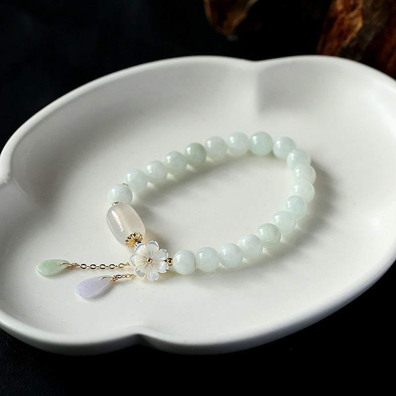 Natural White Jade Bracelet - Symbol of Luck