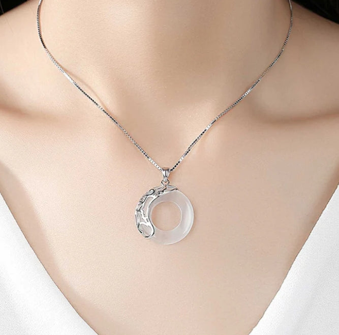 Dragon & Phoenix Couple Necklace - Obsidian & Opal Pendants for Protection