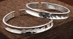 Tibetan Mantra Cuff Bracelet with Heart Sutra - Silver
