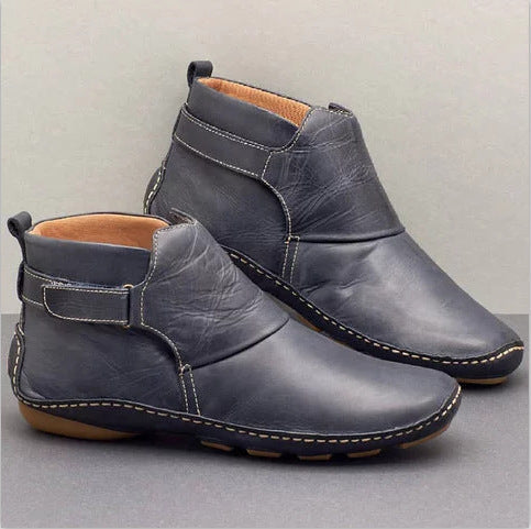 Belifi Winter Fashion Women's Velcro Flat Ankle Martin Boots