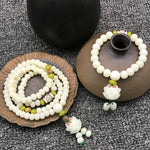 Bodhi Lotus Mala Necklace Bracelet - White Jade for Spiritual Harmony