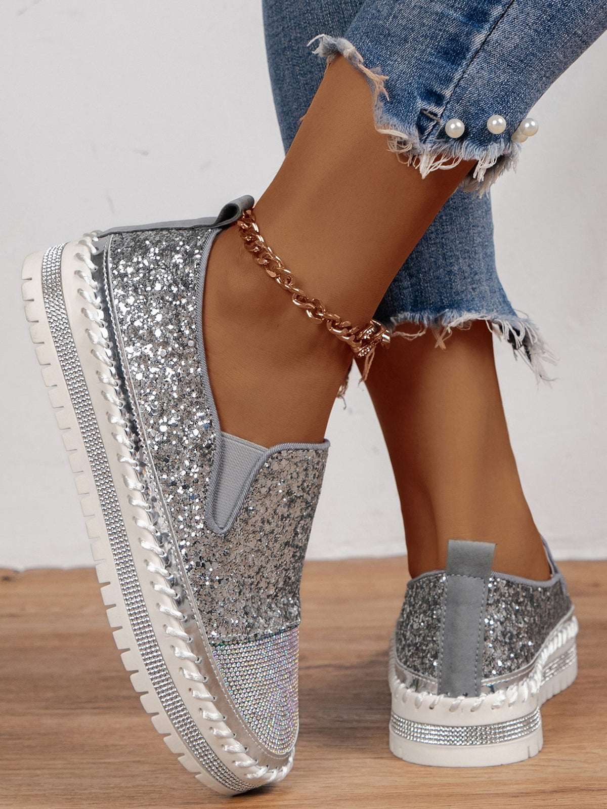 Befili Thick Soled Rhinestone Shoes