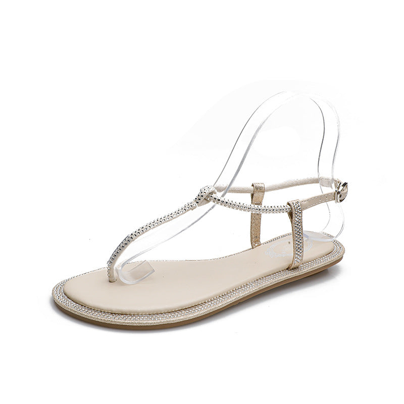 Belifi Flat Bottom Fashionable Minimalist Rhinestone Sandals