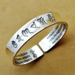 Tibetan Mantra Cuff Bracelet with Heart Sutra - Silver