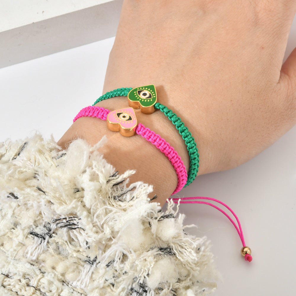 Devoted to Love - Evil Eye Heart Charm Red String Bracelet