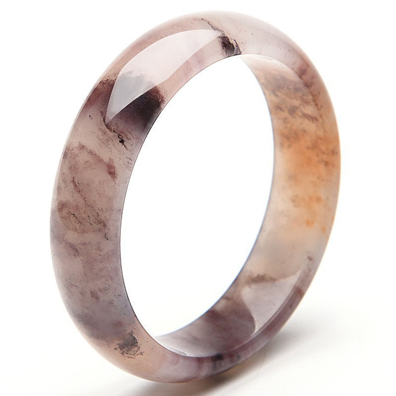 Buddha Stones Bangle Bracelet - Purple Jade for Happiness & Protection