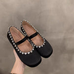 Belifi Flat Mary Jane Ballet Shoes with Rhinestone Buckle