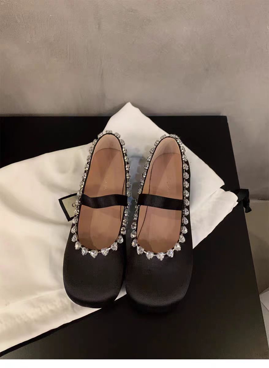 Belifi Flat Mary Jane Ballet Shoes with Rhinestone Buckle