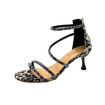 Belifi Leopard Print Rhinestone Stiletto Heels