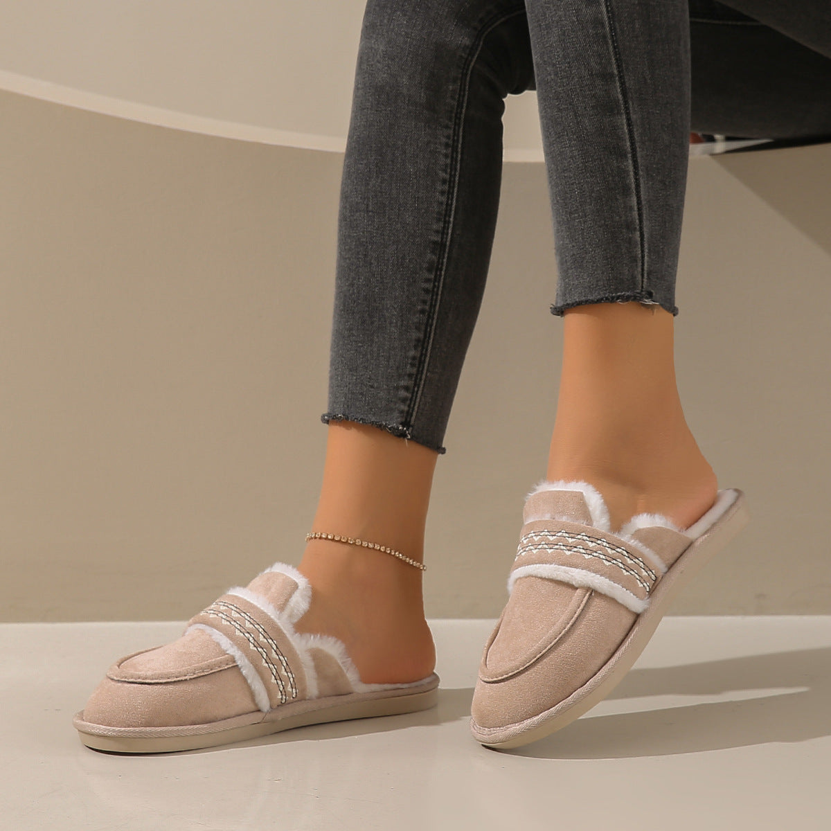 Belifi Winter Fleece-Lined Warm Comfortable Soft-Sole Cotton Shoes