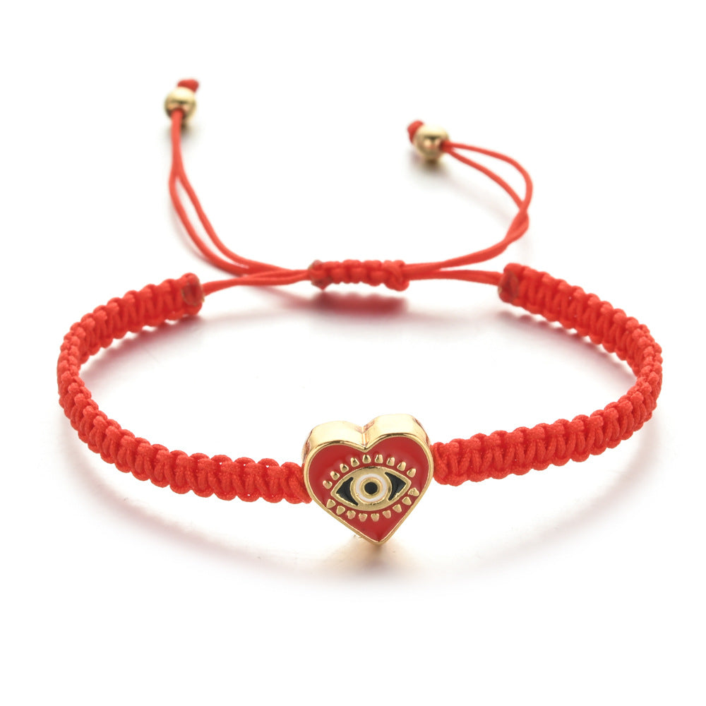 Devoted to Love - Evil Eye Heart Charm Red String Bracelet