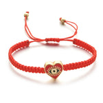 Devoted to Love - Evil Eye Heart Charm Red String Bracelet