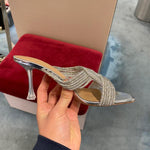 Bellifi Slim Heel Rhinestone Fashion Outwear Slippers