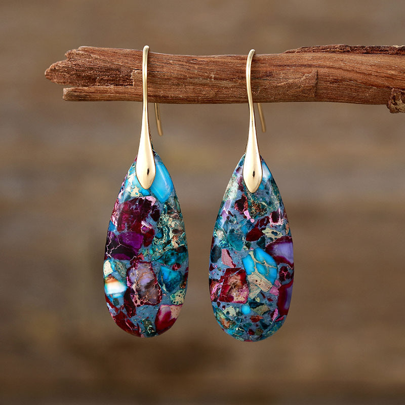 Emperor Stone Earrings - Healing Crystal for Wellness