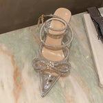 Belifi Fashion Pointed Toe Rhinestone Bow Lace-Up Stiletto Heels
