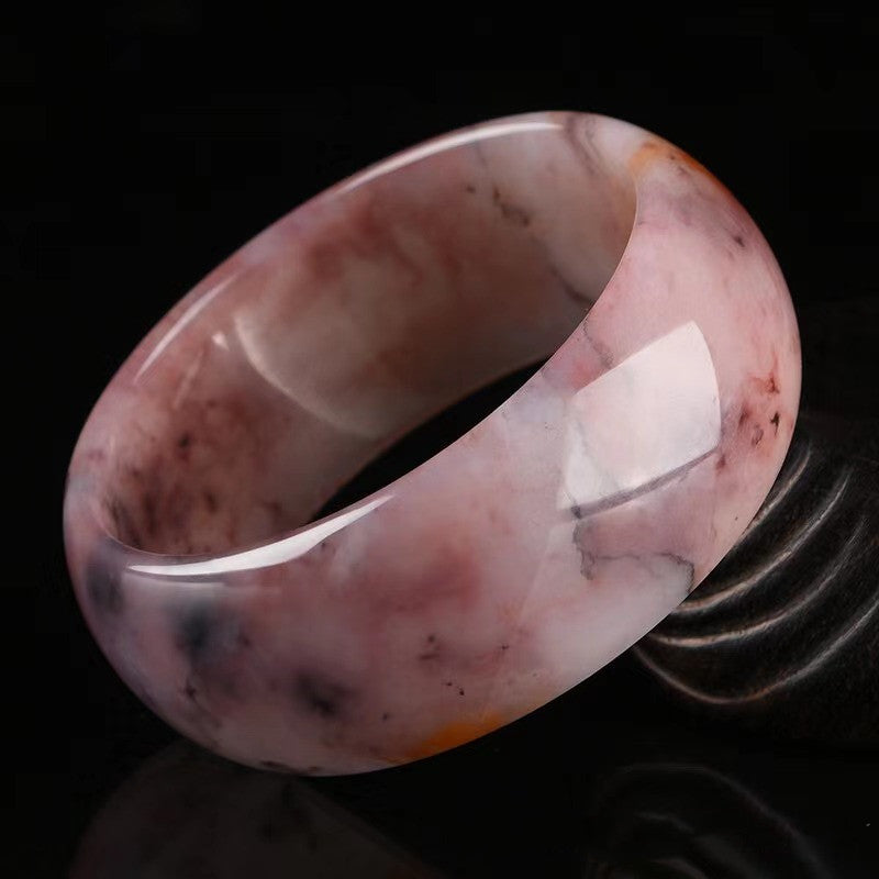 Buddha Stones Bangle Bracelet - Purple Jade for Happiness & Protection