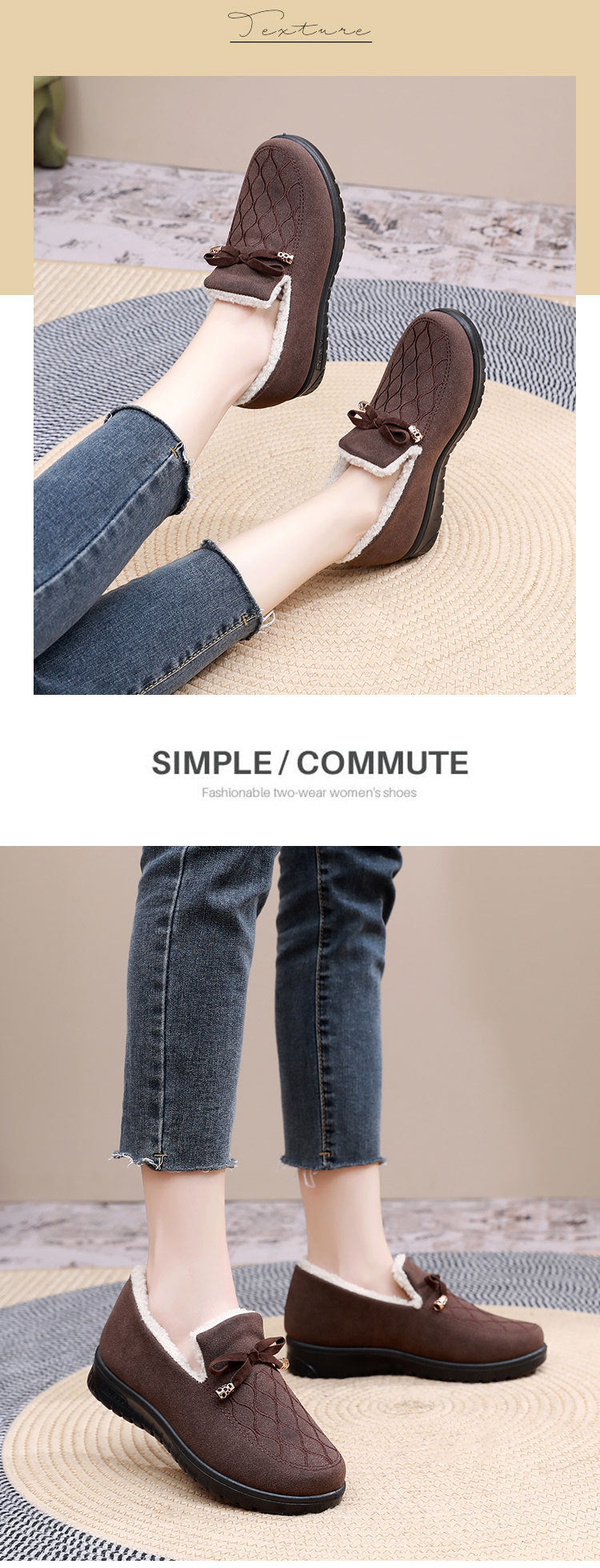 Belifi Winter Women's Casual Fleece-Lined Anti-slip Soft-Sole Cotton Shoes