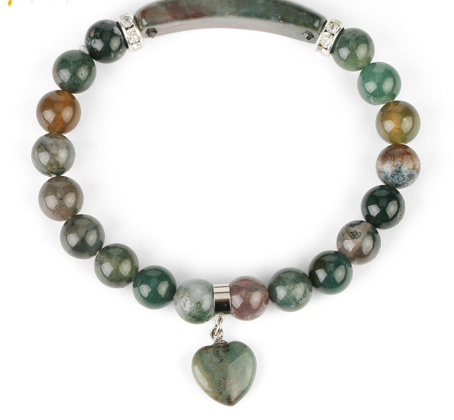 Natural Quartz Love Heart Bracelet for Emotional Healing