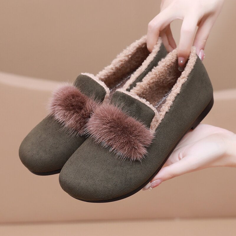 Belifi Winter Women's Casual Fleece-Lined Anti-slip Soft-Sole Cotton Shoes