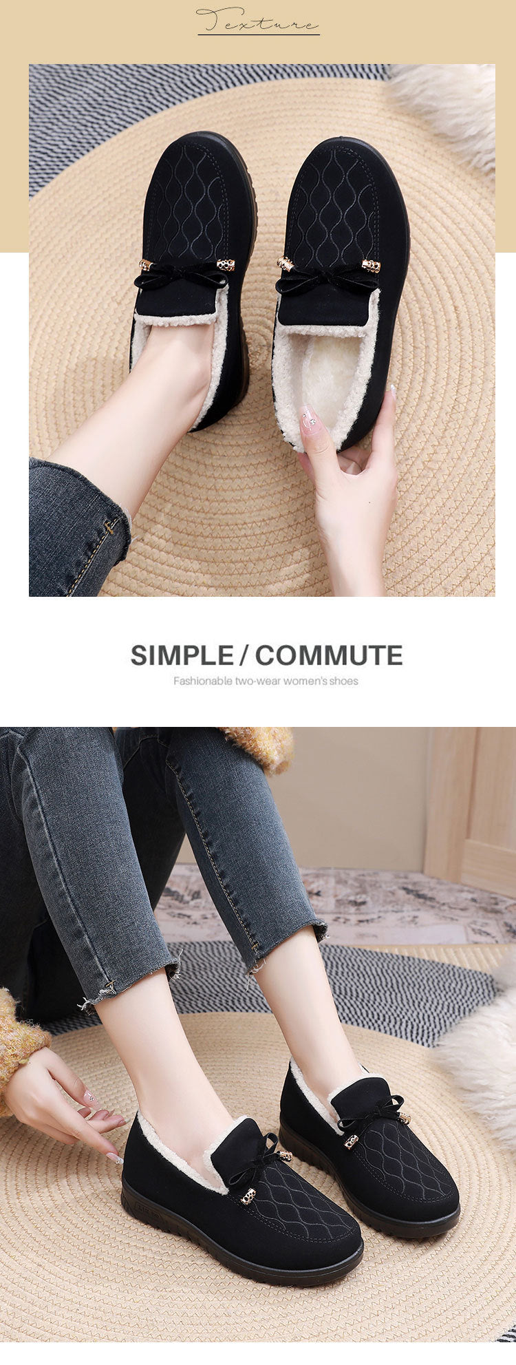 Belifi Winter Women's Casual Fleece-Lined Anti-slip Soft-Sole Cotton Shoes