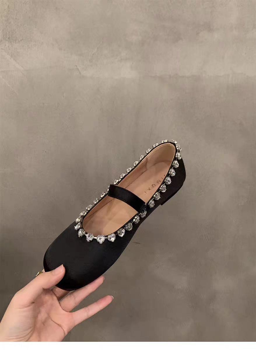 Belifi Flat Mary Jane Ballet Shoes with Rhinestone Buckle