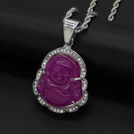 18K Gold Filled Laughing Buddha Jade Necklace - Luck Pendant Chain