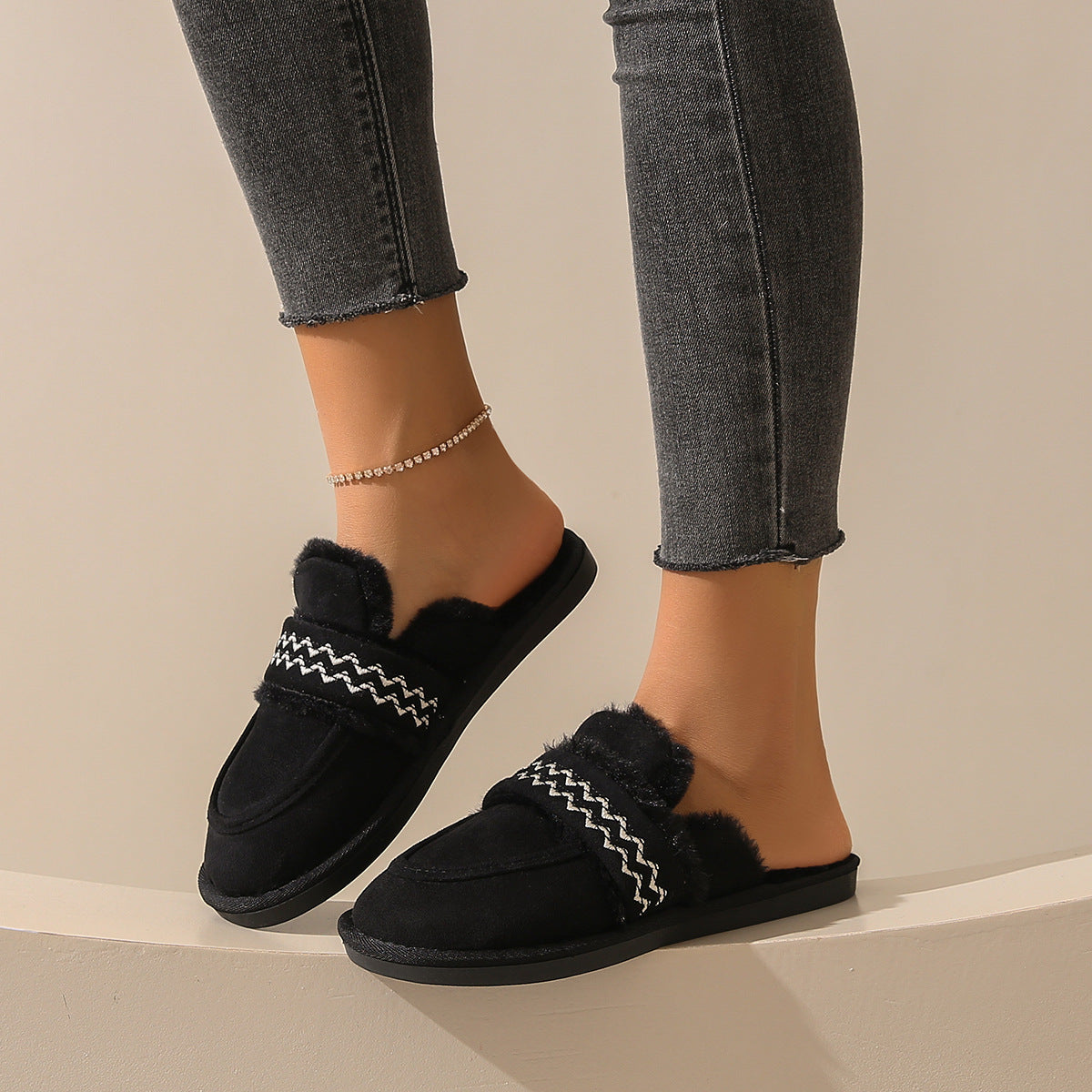 Belifi Winter Fleece-Lined Warm Comfortable Soft-Sole Cotton Shoes