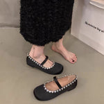 Belifi Flat Mary Jane Ballet Shoes with Rhinestone Buckle