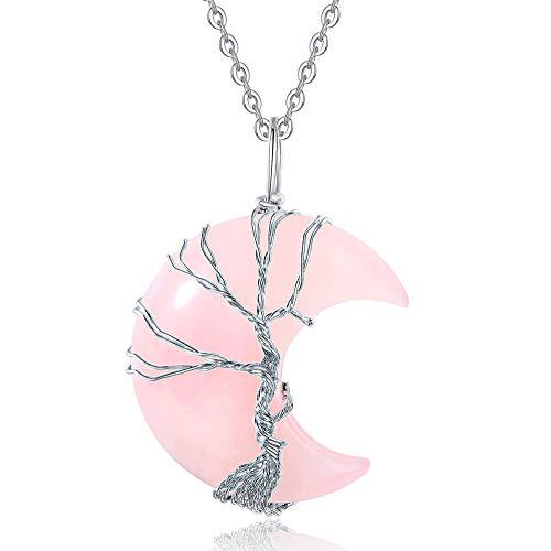 Quartz Crystal Moon Tree of Life Healing Energy Pendant
