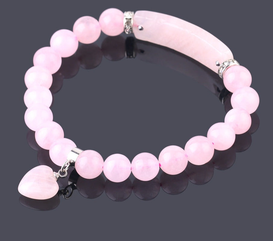 Natural Quartz Love Heart Bracelet for Emotional Healing