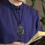 Natural Black Obsidian Dragon Necklace - Protection, Luck, Success