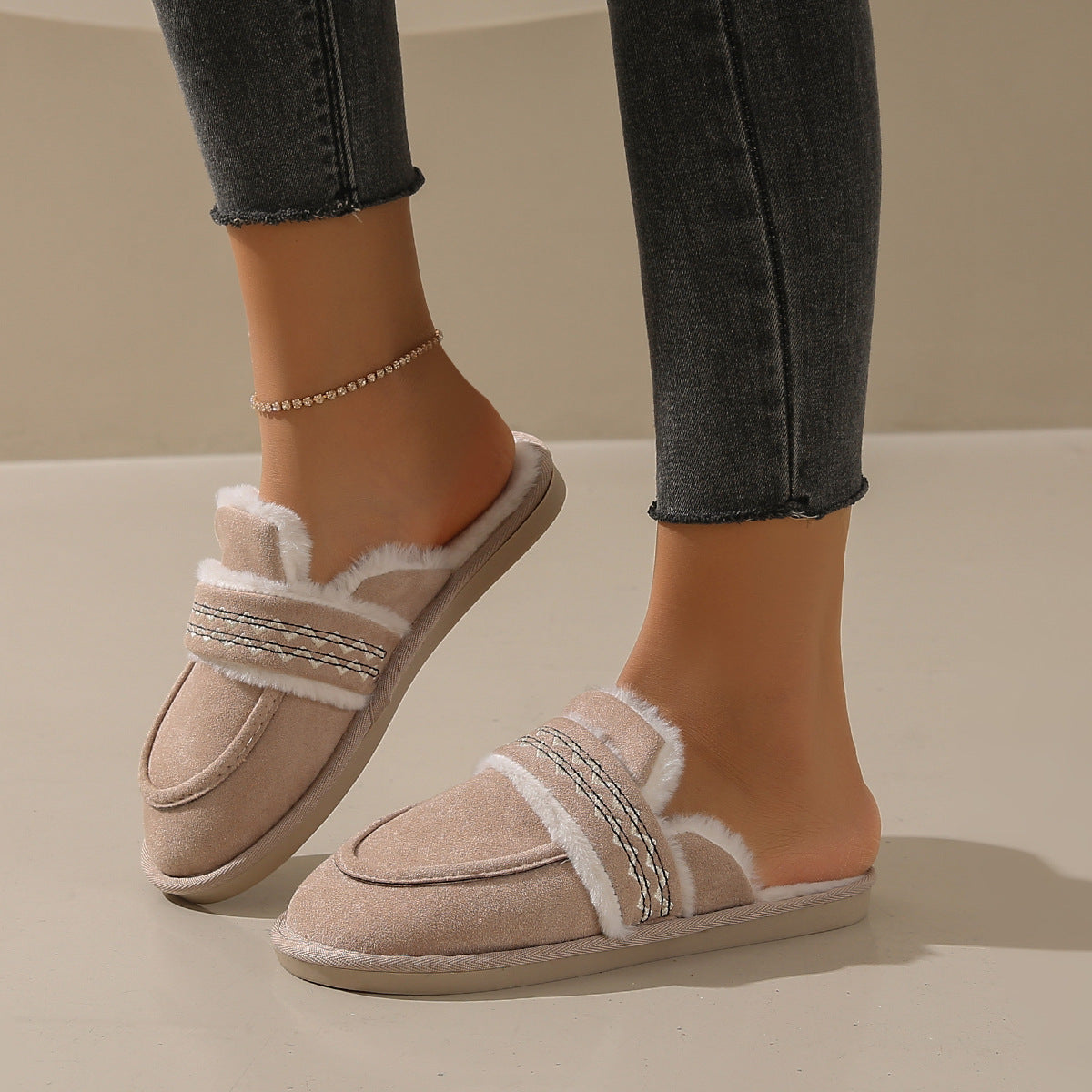 Belifi Winter Fleece-Lined Warm Comfortable Soft-Sole Cotton Shoes