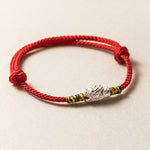 925 Sterling Silver Dragon Red Rope Bracelet - Symbol of Luck and Strength