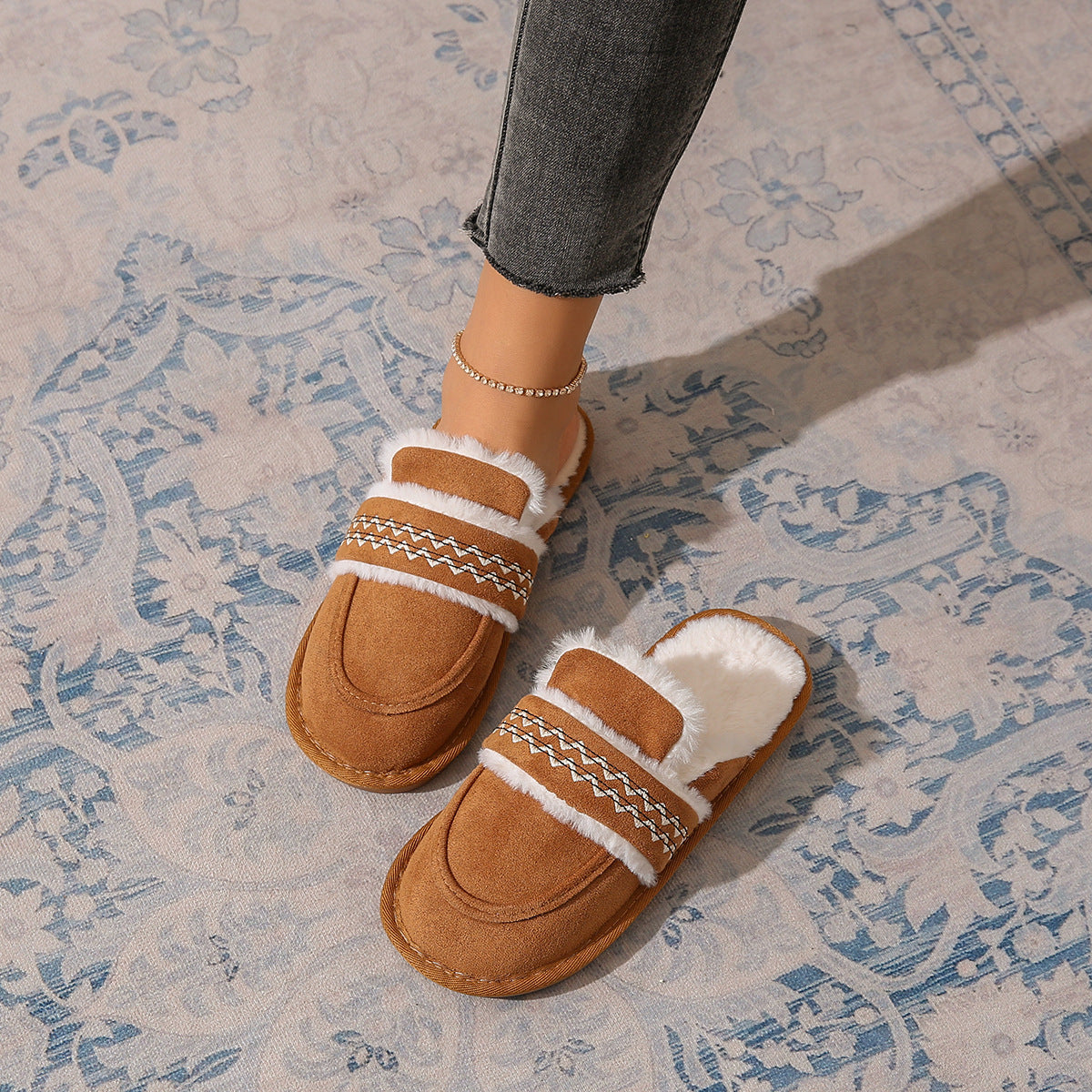 Belifi Winter Fleece-Lined Warm Comfortable Soft-Sole Cotton Shoes