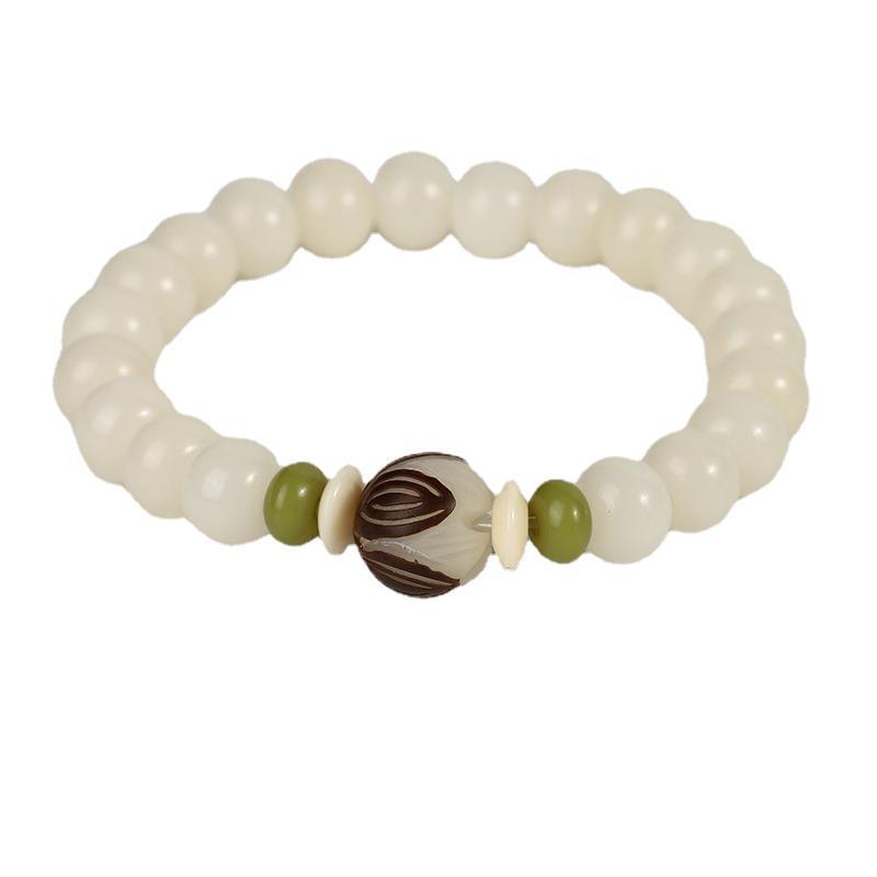 Bodhi Lotus Mala Necklace Bracelet - White Jade for Spiritual Harmony