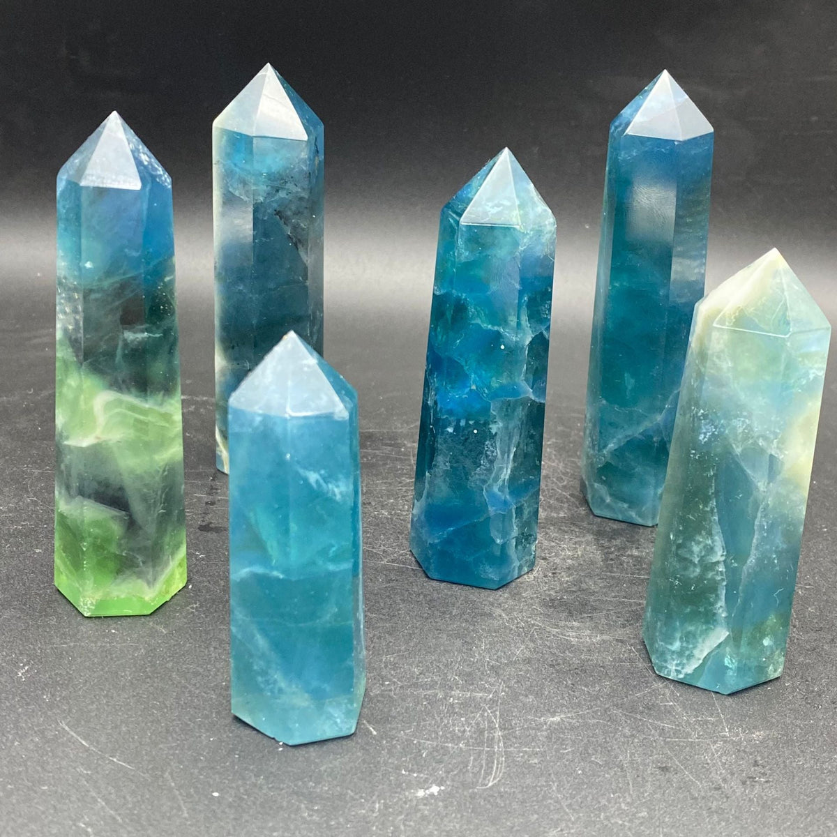 Natural blue fluorite Various fluorite pillars