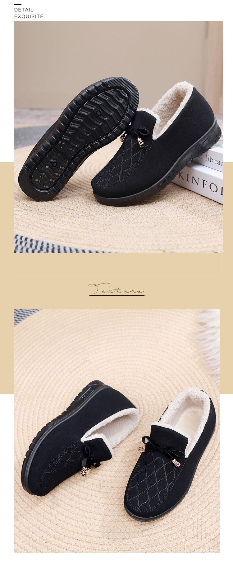 Belifi Winter Women's Casual Fleece-Lined Anti-slip Soft-Sole Cotton Shoes