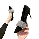 Belifi Pointed Toe Rhinestone Design Stiletto Heels