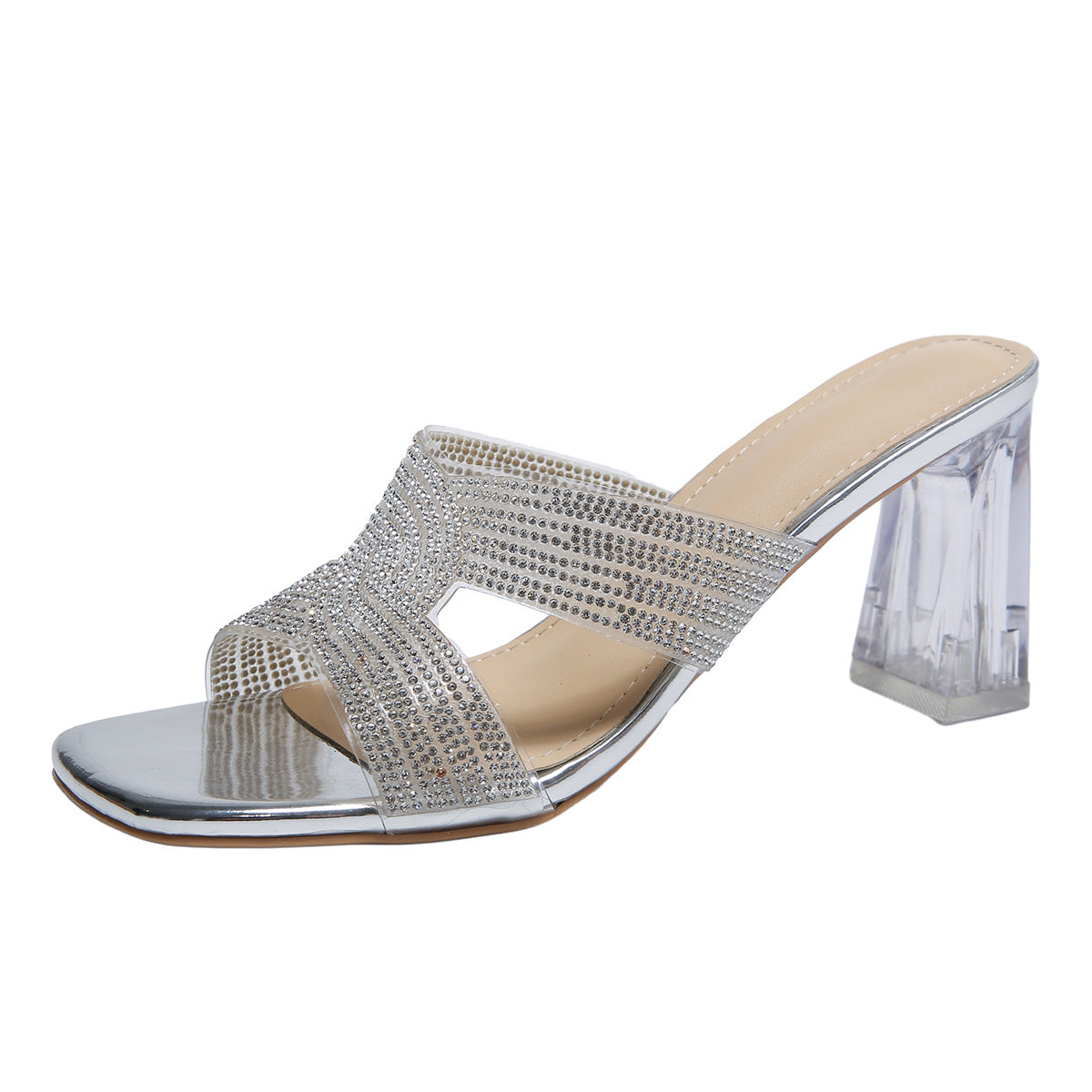 Belifi Square Transparent High-heeled Fashion Sandals
