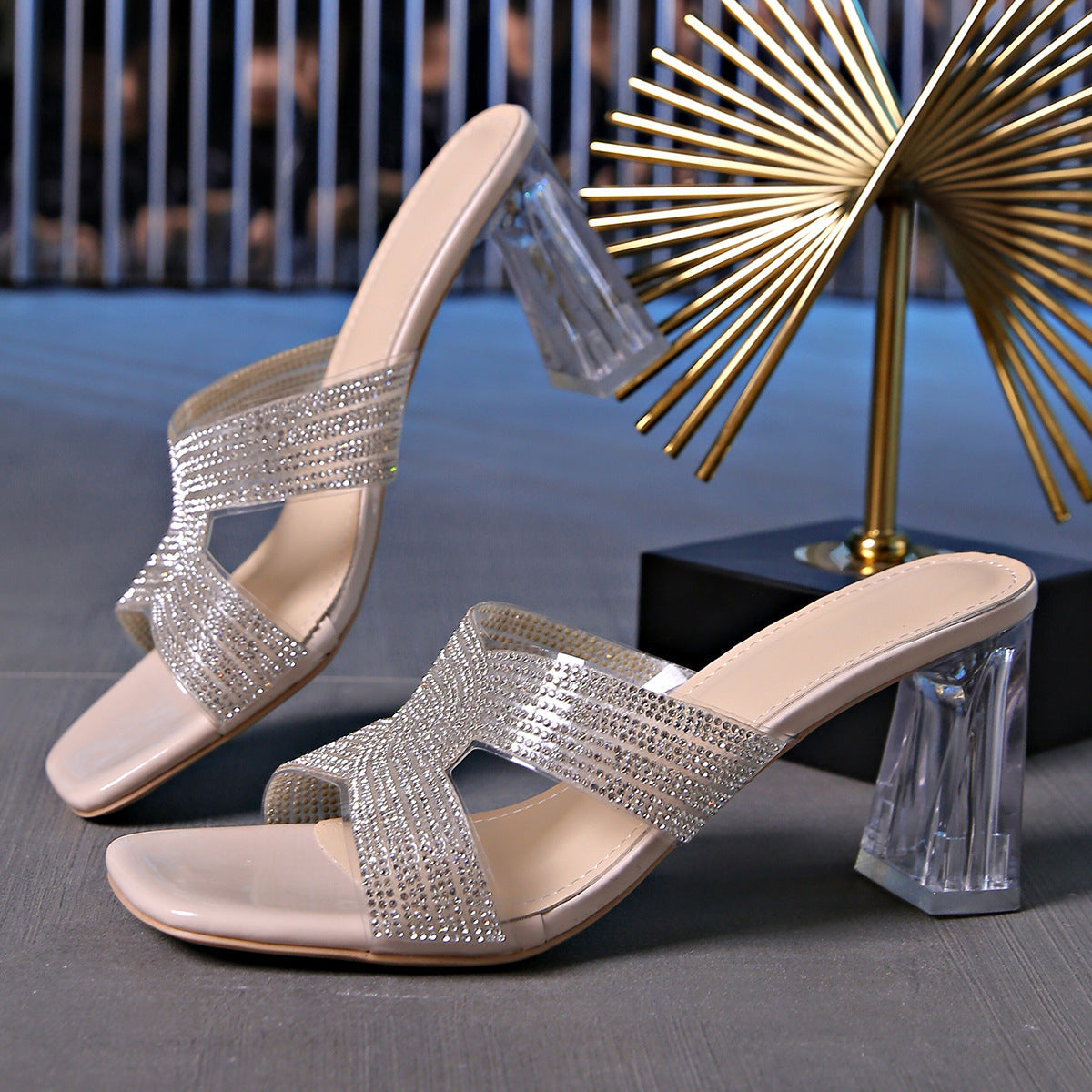 Belifi Square Transparent High-heeled Fashion Sandals