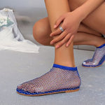 Belifi Fish Mouth Sandals Stretch Fishnet Stockings Hollow Short