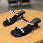 Belifi Drag-heeled Rhinestone Sandals