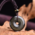 Buddha Stones Necklace - Tibetan Obsidian for Protection