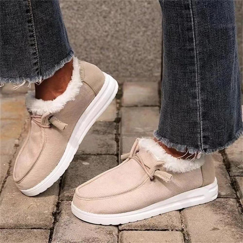 Belifi Winter Women's Casual Fleece-Lined Anti-slip Soft-Sole Cotton Shoes