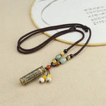 Tibetan Agate Protection Necklace - Om Mani Padme Hum & Shurangama Sutra