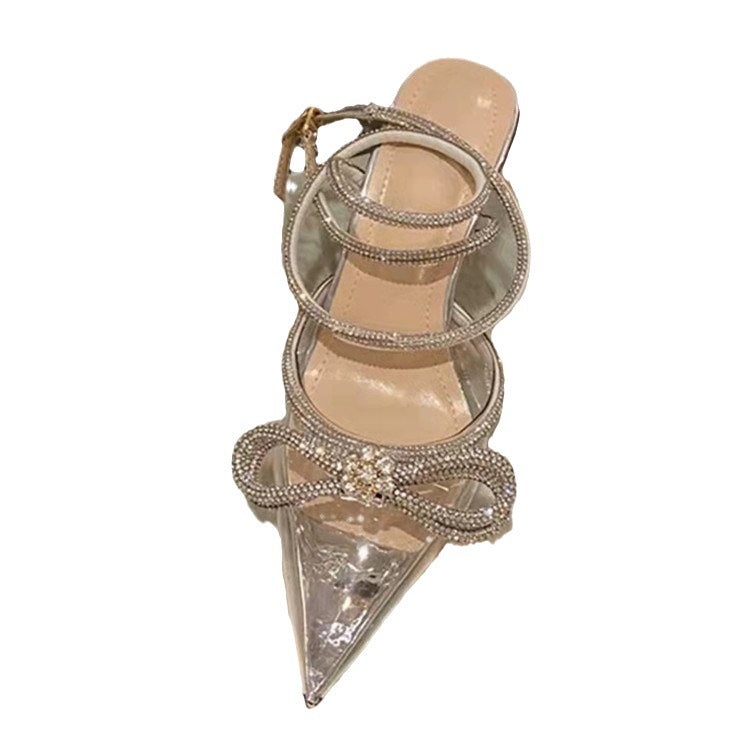 Belifi Fashion Pointed Toe Rhinestone Bow Lace-Up Stiletto Heels