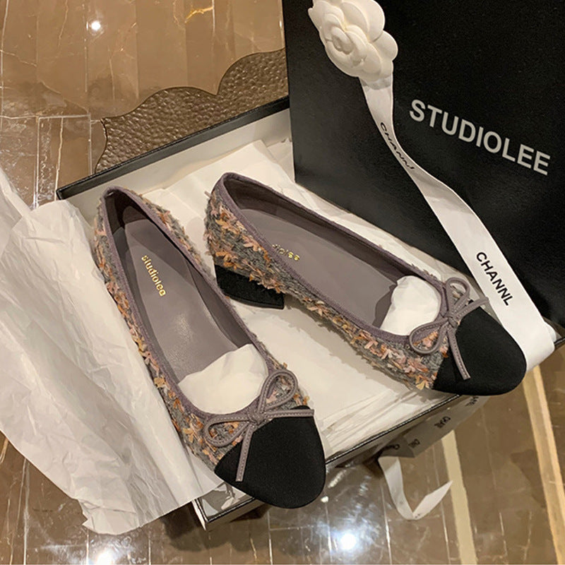 Belifi Flat-bottomed Round Bow Flat-bottomed Shoes