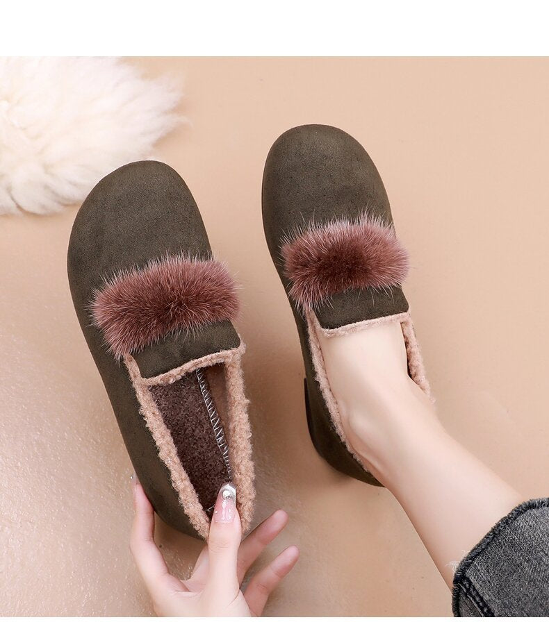 Belifi Winter Women's Casual Fleece-Lined Anti-slip Soft-Sole Cotton Shoes